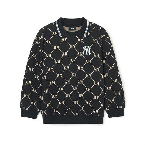 MLB Dia Monogram Collar New York Yankees Kids\' Sweatshirts Black | 6183970-VB