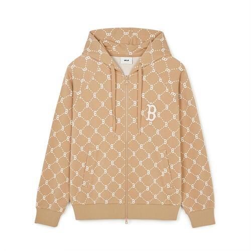 MLB Dia Monogram Jaquard Zip Up Boston Redsox Hoodie Khaki | 5413629-FO