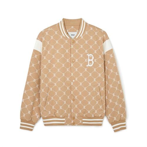 MLB Dia Monogram Jersey Jqd Shoulder Block Varsity Boston Redsox Jackets Khaki | 3157694-DY