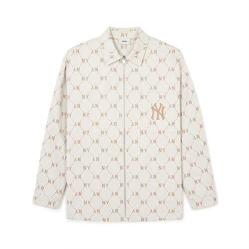 MLB Dia Monogram Jqd Long Sleeve Cotton Zip Up New York Yankees Jackets White | 5891674-NJ