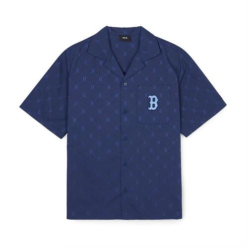 MLB Dia Monogram Jqd Open Collar Short Sleeve Boston Redsox T Shirts Navy | 5348179-SZ