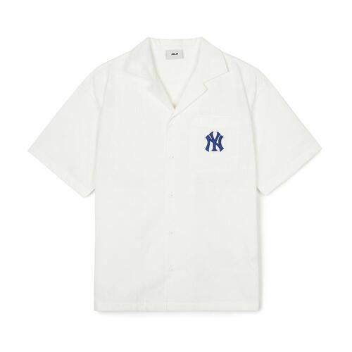 MLB Dia Monogram Jqd Open Collar Short Sleeve New York Yankees T Shirts White | 1675043-BP