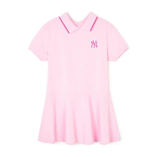 MLB Dia Monogram Jqd Pique New York Yankees Kids\' Dress Pink | 4238910-DJ