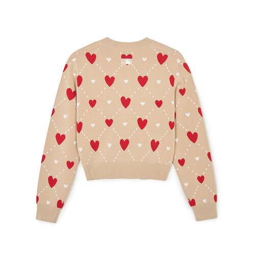 MLB Heart All Over Pattern Crop Boston Redsox Sweaters Beige | 5843721-NW