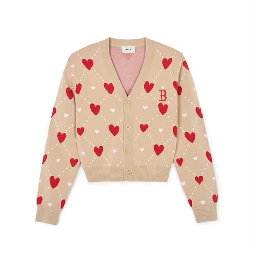 MLB Heart All Over Pattern Crop Boston Redsox Sweaters Beige | 5843721-NW