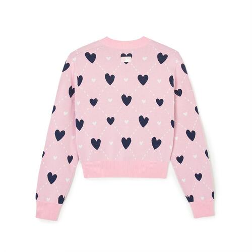 MLB Heart All Over Pattern Crop Cleveland Guardians Sweaters Pink | 5743926-QY