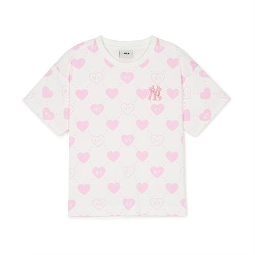 MLB Heart Allovert New York Yankees Kids\' T Shirts White | 9458217-KM