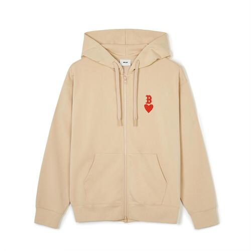 MLB Heart Overfit Zip Up Boston Redsox Hoodie Khaki | 5429107-NY