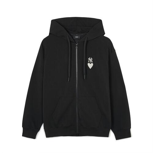 MLB Heart Overfit Zip Up New York Yankees Hoodie Black | 7456802-JB