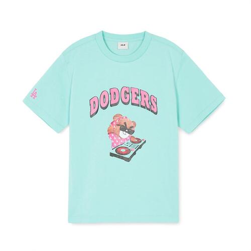 MLB Mega Bear Graphict Los Angeles Dodgers Kids\' T Shirts Turquoise | 8437526-ZC