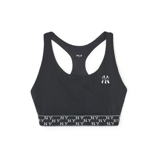 MLB Monogram Luxleisure Lettering Band Point Crop Top New York Yankees Tops Black | 2495083-XM