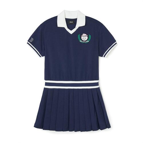 MLB Play Pique Pleats Boston Red Sox Kids\' Dress Navy | 6391725-KH