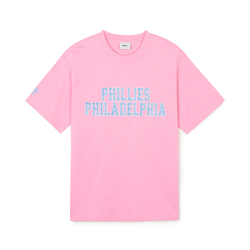 MLB Premium Varsity Overfitts Philadelpia Phillies T Shirts Pink | 7029846-TV