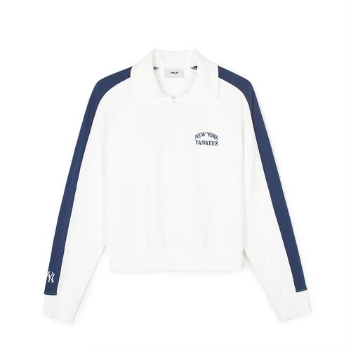 MLB Sportive Varsity Half Zip Crop New York Yankees Sweatshirts White | 7409365-TR