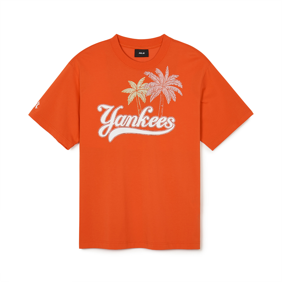 MLB Summer Graphics Palm Tree Over Fitts New York Yankees T Shirts Orange | 4820976-MI