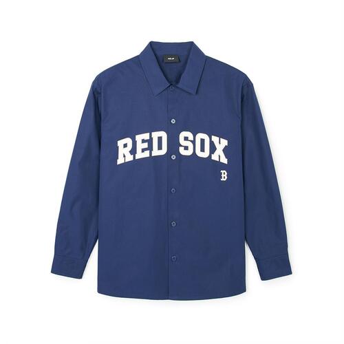 MLB Varsity Cotton Long Sleeve Boston Redsox Shirts Navy | 3526048-LQ