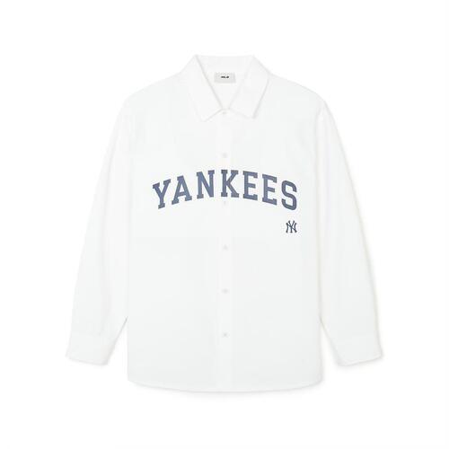 MLB Varsity Cotton Long Sleeve New York Yankees Shirts White | 7390246-JG