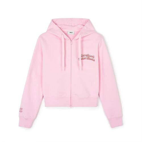 MLB Varsity Crop Zip Up Cleveland Guardians Hoodie Pink | 2976341-IM