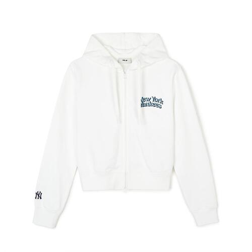 MLB Varsity Crop Zip Up New York Yankees Hoodie White | 9307268-FS