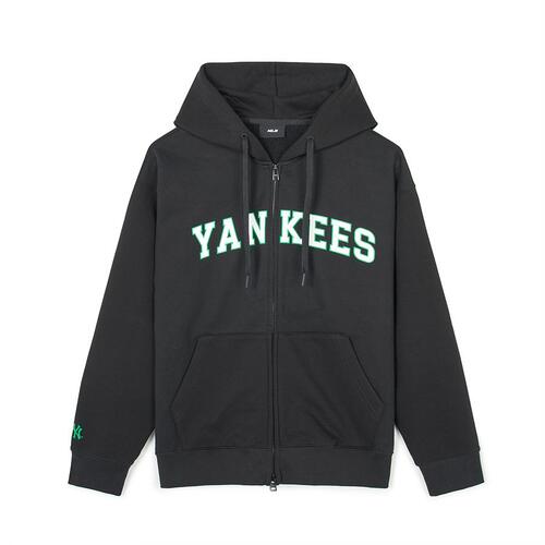 MLB Varsity Front Graphic Overfit Zip Up New York Yankees Hoodie Black | 5840312-ZC