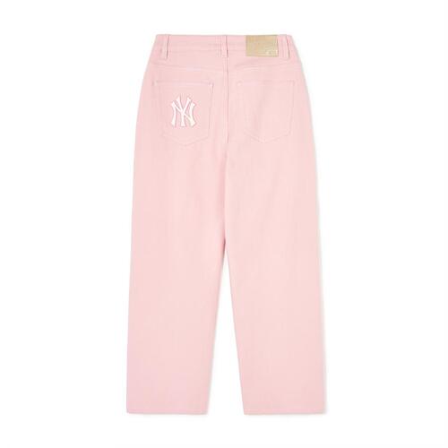 MLB Varsity Logo Wide Denim Pants New York Yankees Pants Pink | 9145037-DS