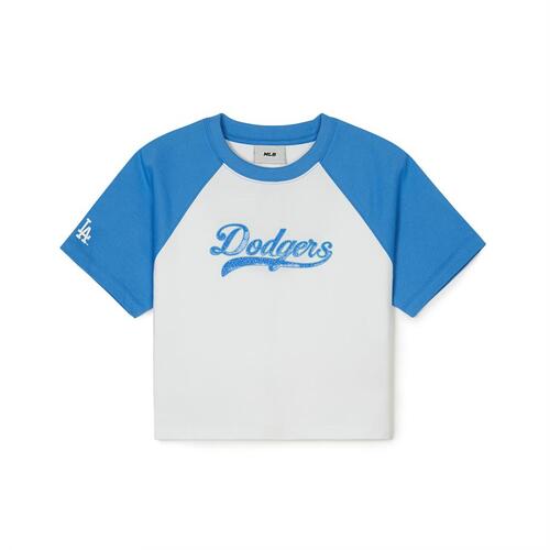 MLB Varsity Raglan Cropts Los Angeles Dodgers T Shirts Blue | 9532186-SK