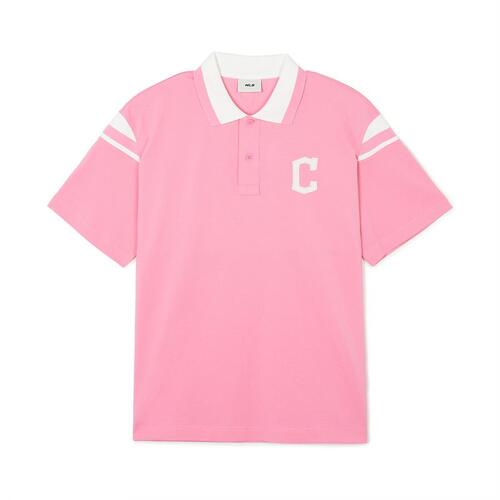 MLB Varsity Shoulder Point Over Fit Polots Cleveland Guardians T Shirts Pink | 6139254-PF