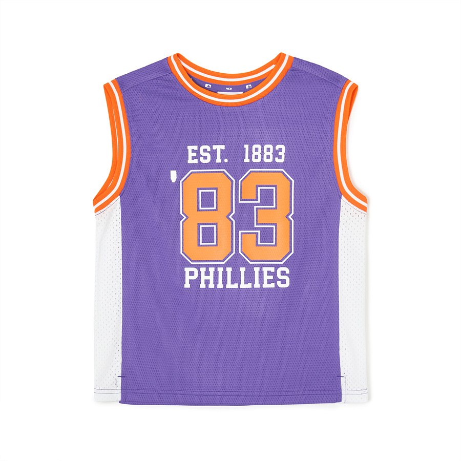 MLB Varsity Sleevelesst Philadelpia Phillies Kids\' T Shirts Purple | 0143725-XS