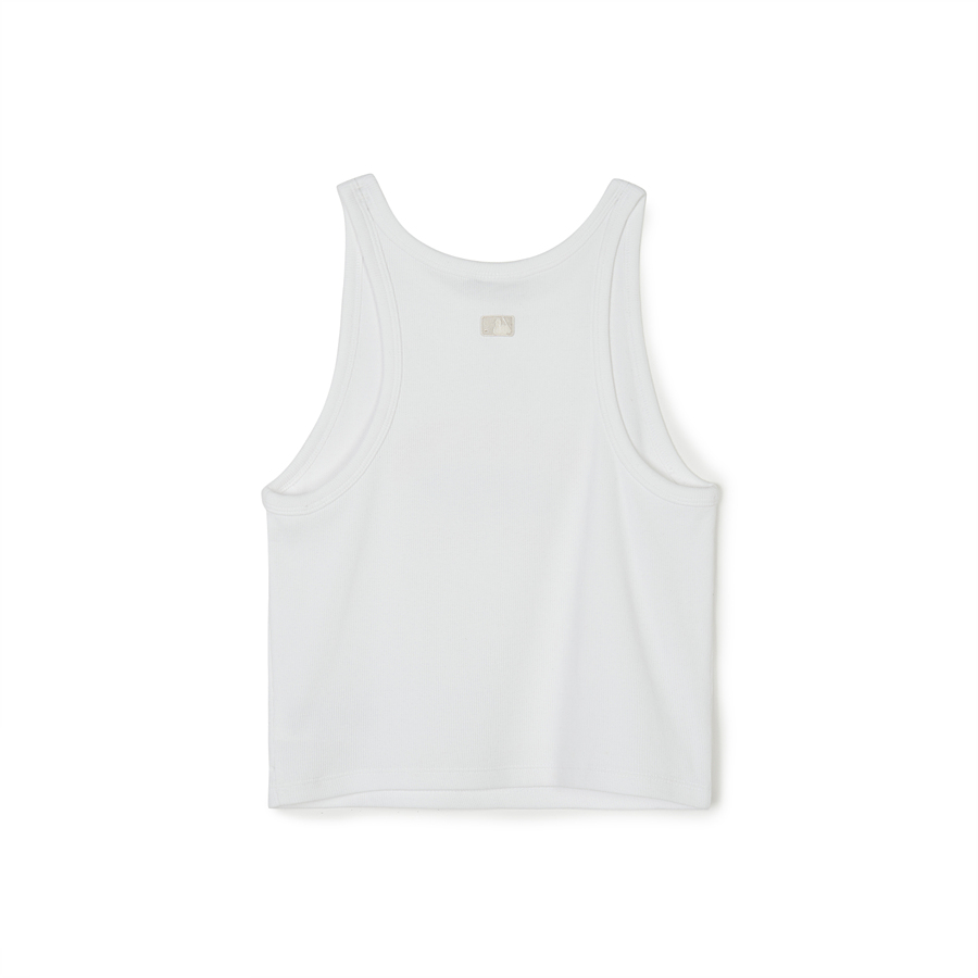 MLB Varsity Slim Fit Crop Ribbed Sleeveless New York Yankees Vest White | 9410685-ZW