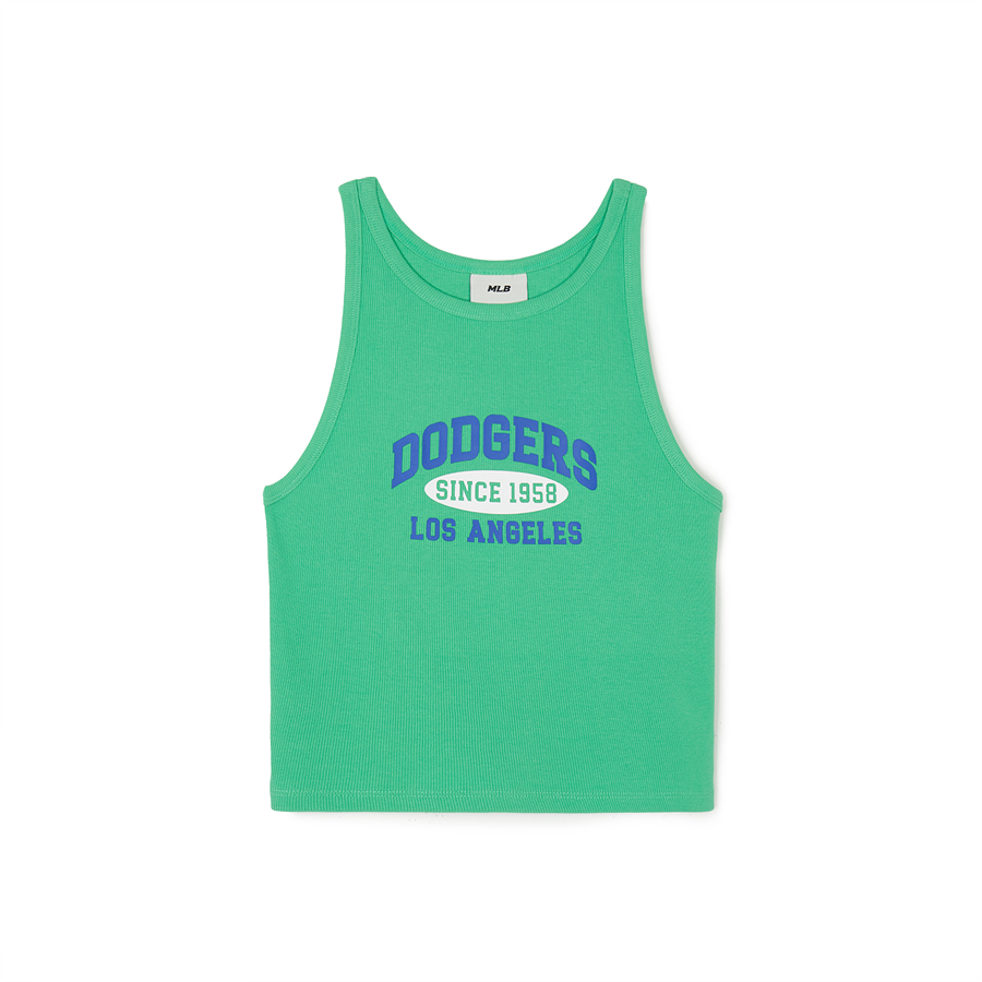 MLB Varsity Slim Fit Crop Ribbed Sleeveless Los Angeles Dodgers Vest Green | 1658473-CP