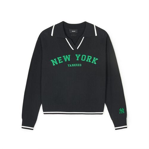 MLB Varsity Slit Collar Neck New York Yankees Sweaters Black | 3869705-TX