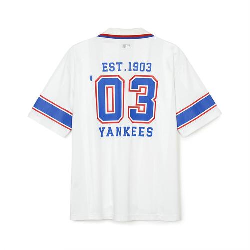 MLB Varsity Soccer V Neck Over Fit Collarts New York Yankees T Shirts White | 7491250-OM