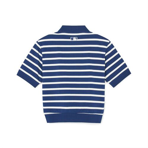 MLB Varsity Stripe Crop Polots New York Yankees T Shirts Navy | 8901436-UV