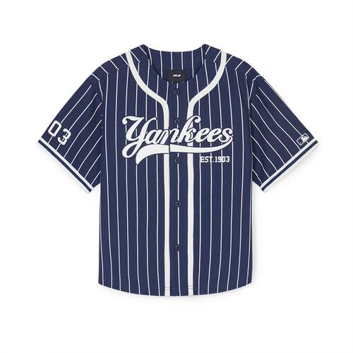 MLB Varsity Striped Baseball New York Yankees Kids\' Shirts Navy | 0281365-CD