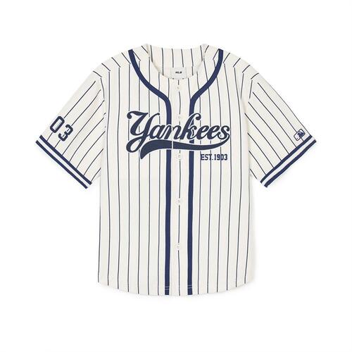 MLB Varsity Striped Baseball New York Yankees Kids\' Shirts White | 5023891-JW