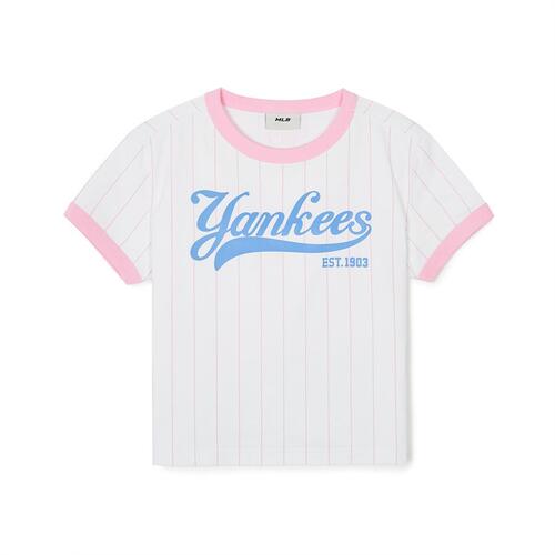 MLB Varsity Stripedt Set New York Yankees Kids' T Shirts Pink | 2473918-SU