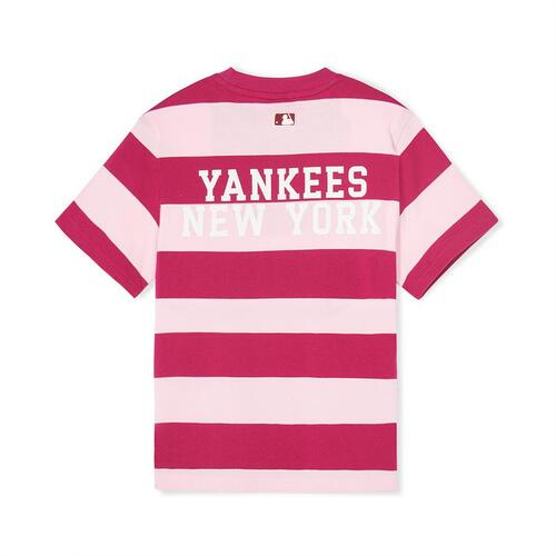 MLB Varsity Stripet New York Yankees Kids' T Shirts Pink | 4591068-QJ