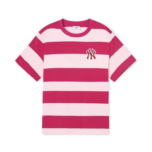 MLB Varsity Stripet New York Yankees Kids\' T Shirts Pink | 4591068-QJ