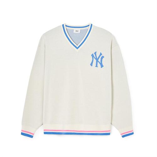 MLB Varsity V Neck Pullover New York Yankees Sweaters Cream | 0275961-TX