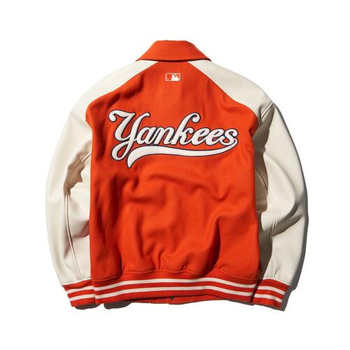 MLB Wool Collar Varsity (Single Layer) New York Yankees Jackets Orange | 6239045-LY