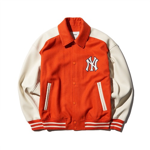 MLB Wool Collar Varsity (Single Layer) New York Yankees Jackets Orange | 6239045-LY