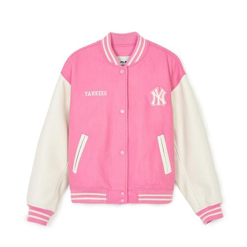 MLB Wool Crop Varsity New York Yankees Jackets Pink | 6528370-DH